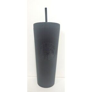Starbucks 2024 Black Pleated Metallic Core Tumbler 24oz Venti Cold Cup